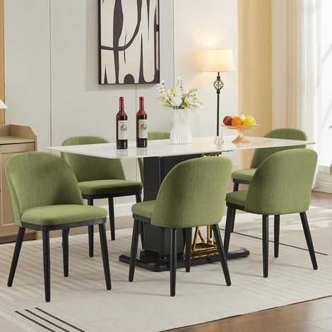 Lot de 6 Chaises de Salle à Manger Design Moderne - Assise Rembourrée et Pieds en Bois - Style Scandinave (1/5)