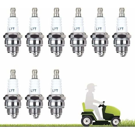 Accessoire pour débroussailleuse, Lot de 10 Bougie D'allumage L7T Bougie Tronconneuse Débroussailleuse Tondeuse pour Moteur à Deux Temps Taille Haie Débroussailleuse (Argent) (1/5)