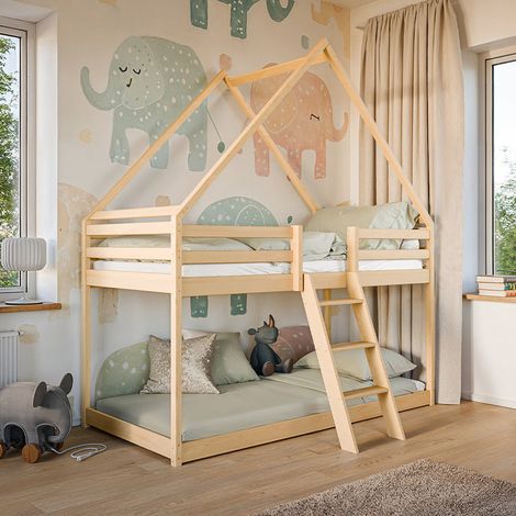 Lit cabane superposé 90x200 sommier inclus Laura Bois (1/3)