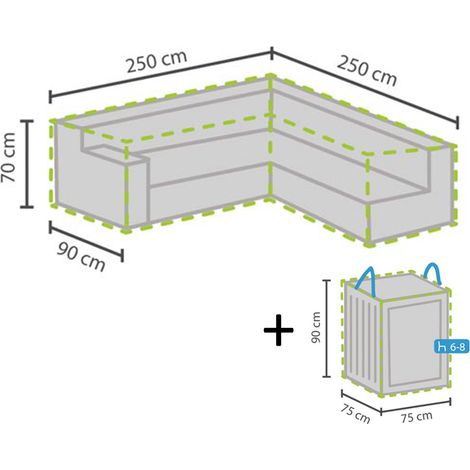Schutzhülle 250x250cm für L-förmiges Garten Lounge Set + Hülle für 6-8 Kissen (1/5)