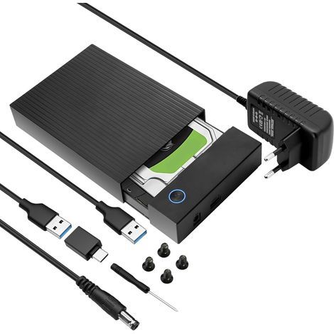6-Gbit/s-Festplatten-Dockingstation – USB-C/USB 3.0-SATA-HDD-Adapter – für 2,5-/3,5-Zoll-SATA-HDDs/SSDs – mit 12-V-/2-A-Netzteil (1/5)