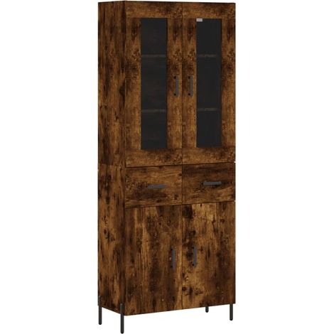 Credenza cassettiera mobile contenitore organizer cucina soggiorno salotto alto 695 x 34 x 180 cm legno ingegnerizzato marrone 020033504