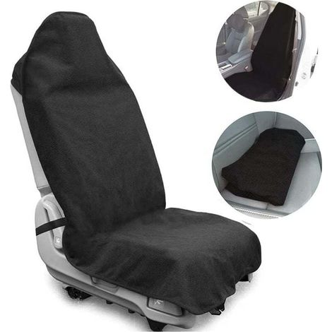 Black waterproof car seat cover, breathable and sweat-resistant protective terry cloth