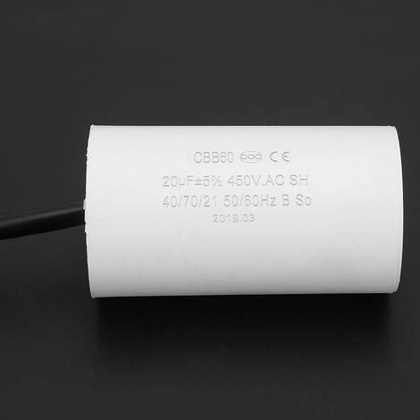 Anlaufkondensator CBB60 für Motoren, 450 V, 20 µF, mit Anschlusskabel (1/5)