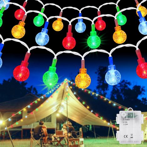 Guirlande Lumineuse Globe, 10m 100 LEDs Guirlande Lumineuse à Pile avec Télécommande, 8 Modes D’Éclairage pour Intérieur/Extérieur, pour Noël, Jardin, Cour, Mariage, Fête (Blanc Chaud)