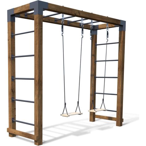 Aire de jeux multi-activités en bois avec 2 balançoires HECTOR (1/5)