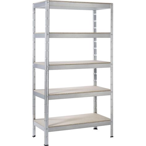 SCHULTE Regalwelt Rayonnage pour charges lourdes avec 5 étagères en bois, capacité de charge par niveau env. 175 kg, 180x90x40 cm (HxLxP), galvanisé, rayonnage de stockage, rayonnage de cave, rayonnag (1/3)