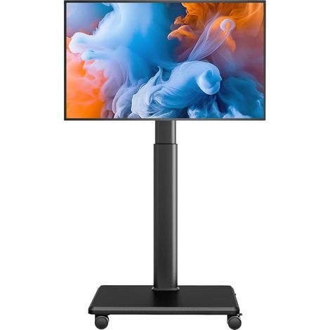 Support universel pour sol TV, support TV de sol portable et roulant avec roulettes, inclinaison à 80 degrés réglable en hauteur pour écrans LCD LED OLED de 27 à 65 pouces, support TV mobile (1/5)