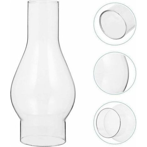 Abat-jour en Verre Transparent pour Lampe à Huile, Cheminée en Verre de Lampe à Pétrole, Abat-jour pour Lampe Kérosène, Accessoires Remplaçables (Size : Small) (1/4)