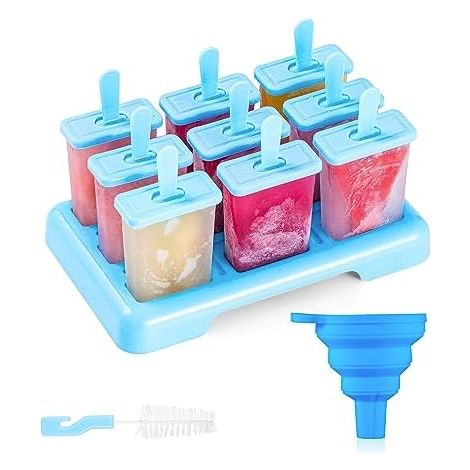 Lot 9 Moules Glaces Silicone, DIY, Sans BPA, Avec Brosse, Entonnoir Silicone, Bleu, Réutilisable, Glace (1/5)