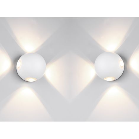 2er SET kleine LED Außenwandleuchten 4 flammig, Kugel in Weiß Ø 10cm (1/5)