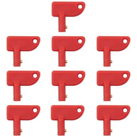 Lot de 10 Clés pour Interrupteur de Batterie de Voiture, 12 V 24 V Les clés Rechange commutateur d'isolateur pour Voiture Bateau Camion Automatique (1/4)