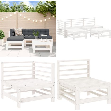 Set Salotto da Giardino 5 pz Bianco in Legno Massello di Pino - Mobili da giardino - Divani da giardino