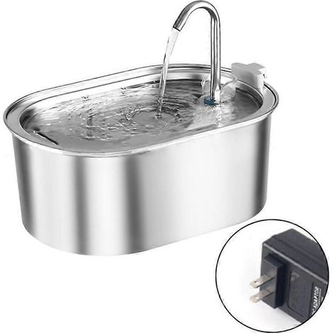 Geräuschloser Wasserspender aus Edelstahl für Katzen, 108oz Trinkbrunnen, spritzwassergeschützter Napf, Filteranlage, modernes Design.