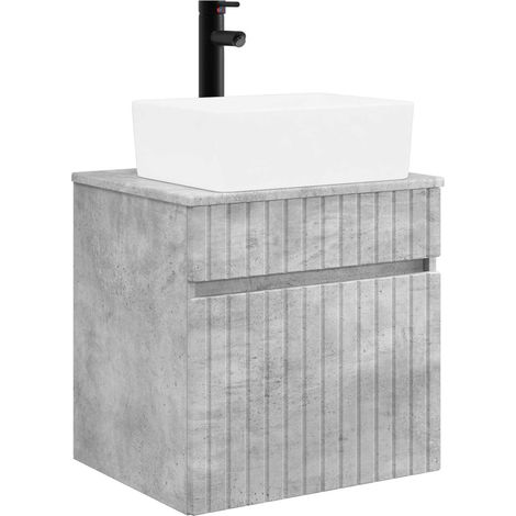 Vanidad de lavabo montada en la pared Gris Hormigón vidaXL