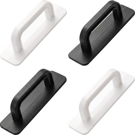 Poignée Porte Coulissante, Poignée de Porte Extérieure avec Fixation Auto Adhésive, Poignée Meuble Sans Perçage, Kit Poignée Fenêtre Facile à Installer, 4 Pièces (2 Noires et 2 Blanches) (1/5)