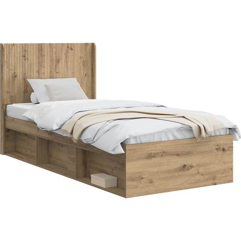 Bed Frame with Storage and Headboard Artisan Oak 75 x 190 cm vidaXL (1/5)