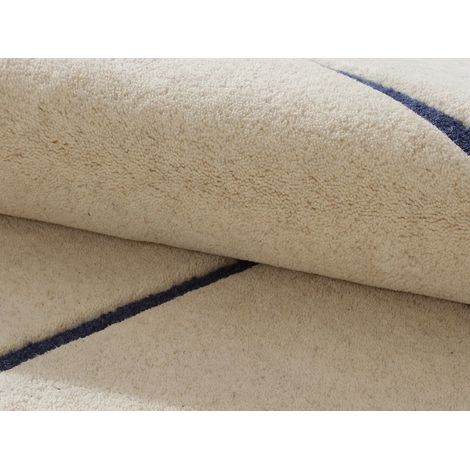 Tapis asymétrique tufté 100% laine - 160 x 230 cm - Beige et bleu foncé - 2200g/m² - ORANY