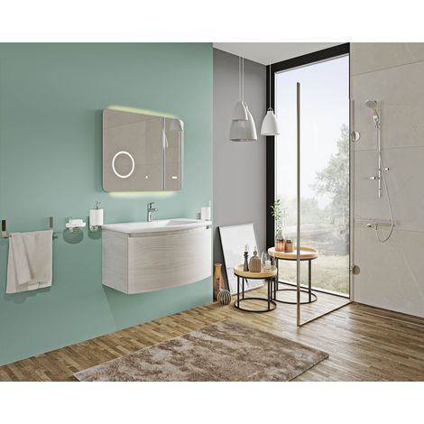 Mobile Bagno Sospeso 80 cm con Lavabo Specchio Lampada Moderno Minimalista Sole (1/3)