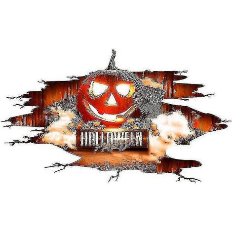 Autocollant citrouille 3D pour mur ou sol, décoration d'Halloween effrayante, orange, 1 pièce (1/5)