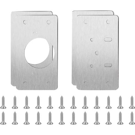 Kit de réparation de charnières de placard (4 pièces, 2 paires) - Plaque de montage avec trous pour charnières de porte de placard de cuisine - Accessoires de quincaillerie pour meubles (1/5)