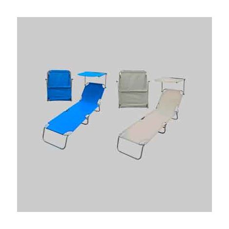 LETTINI DA SPIAGGIA PIEGHEVOLE CON PARASOLE 187x55x24 cm - Col. Blu