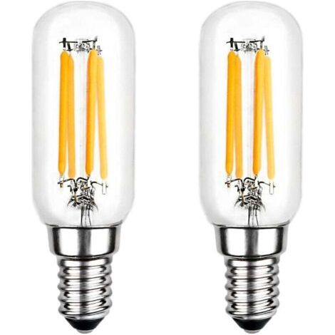 Ampoule LED, T25 E14 4W blanc froid 6000K, 400LM, ampoule à filament tubulaire LED pour hotte, non dimmable, lot de 2 [Classe énergétique A+]