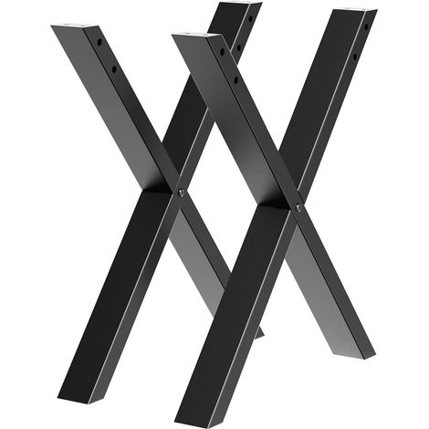 Pieds de Table en Forme de X - 600 x 40 x 720 mm - Couleur Noire - en Acier - Revêtement par Poudre - Piètement Meuble - Piètement Support Bureau pour Plan de Travail Salle à Manger (1/5)