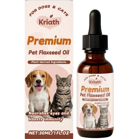 Solution nutritive à l'huile de lin pour animaux de compagnie - Apaise et prend soin des animaux (Convient aux chiens et aux chats) - 30 ml (1/5)