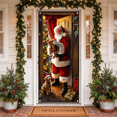Decoration Noel, Deco Porte Noel, Couverture de Porte 180 x 90 cm (1/5)