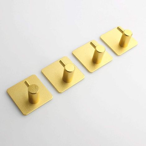 4 Pcs Crochets Adhésifs Puissant Crochets Autocollant Acier Inoxydable Accroche Porte Serviettes Sans Perçage Imperméables pour Salle de Bains Cuisine Bureau,or (1/4)