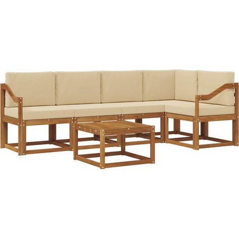 Conjunto de sofás de exterior 6 uds. Natural y Beige vidaXL (1/5)