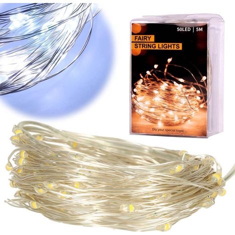 Luces LED decorativas de alambre 5m 50LED blanco frío