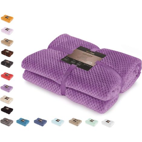 DecoKing Coperta Plaid Pile 170x210 cm per Letto una Piazza e Mezza Calda Accogliente e Spessa in Morbido Velluto Stile Scandinavo Per Letto Divano Sedia Tutte le Stagioni Viola Henry (1/5)