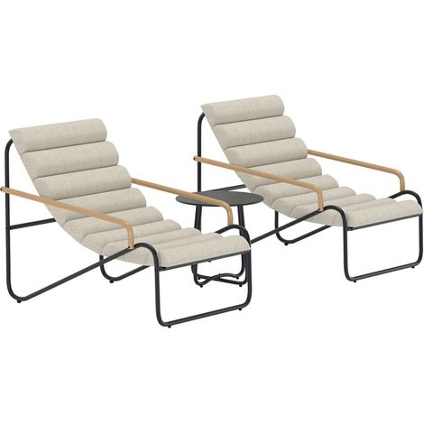 Salon de Jardin Lounge "Ithaka" 100cm Beige & Noir (1/3)