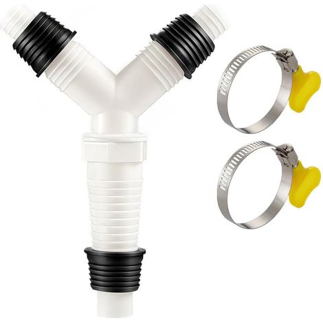 Sollbry 1 Pièce Double Evacuation Machine A Laver, Adaptateur De Vidange Pour Machine À Laver, Adaptateur Double Pour Tuyaux De 20-31Mm, Sortie De 31Mm Avec 2 Clips (1/5)