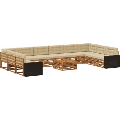 Sofagarnituren 11 stk. Natur und Beige Massivholz Akazie vidaXL (1/5)