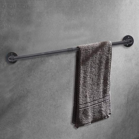 Rustikaler Handtuchhalter aus schwarzem Rohr, 85 cm, robust, Wandmontage, Badezimmer-Eisenhandtuchstange, Kleiderstangen, Pfannenhalter für Badezimmer, Küche (1/5)