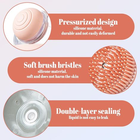Brosse à shampooing rose avec réservoir de liquide, brosse de massage du cuir chevelu pour humains et animaux domestiques (1/5)