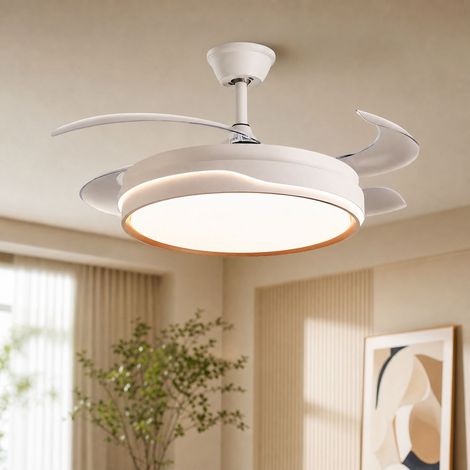 Ventilateur de plafond avec lumière LED 42 pouces, moteur en cuivre silencieux, télécommande, gradable, pales ABS, diamètre 108cm (1/5)
