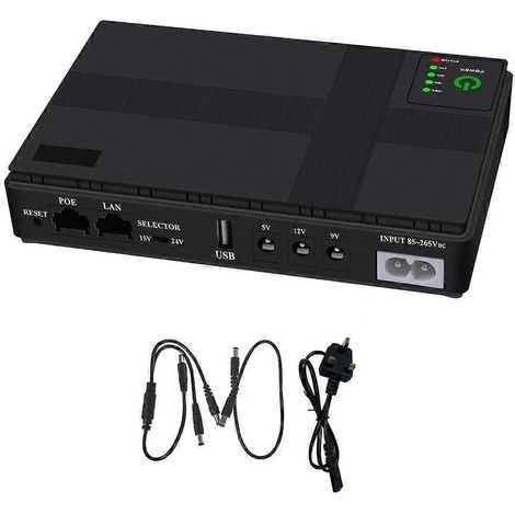 Alimentation de secours UPS 10400mAh pour LED, Enceinte, Routeur WiFi - Noir (UK) (1/4)