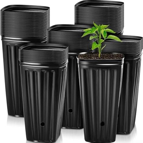 Grands pots pour arbres, pots en plastique pour pépinière profonde de 7,8 pouces, pots pour plantes d'intérieur et d'extérieur, légumes, fruits (25 pièces) (1/5)