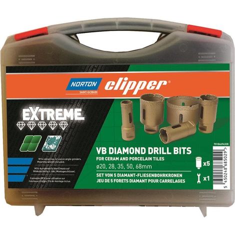 Clipper Diamant Fliesenbohrer Set EXTREME VB 5-tlg. 20/28/35/50/68 mm mit Koffer