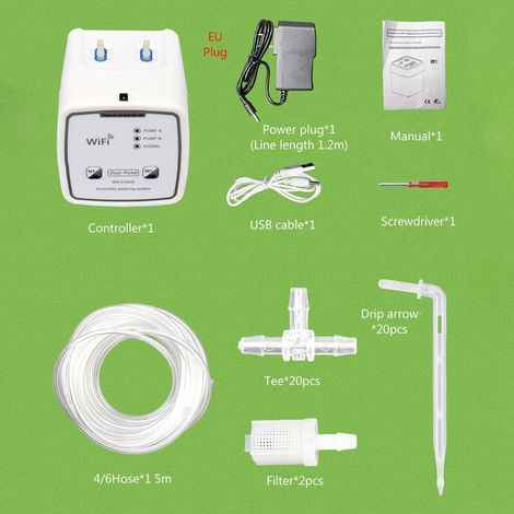 Système d'arrosage intelligent à double pompe Wi-Fi, programmateur d'arrosage automatique, outil d'arrosage télécommandé (1/5)