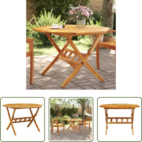 vidaXL Table pliante - Table pliable de jardin Ø110x75 cm bois d'acacia solide (1/5)