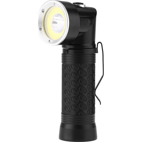 Lampe Torche LED Portable Puissante Zoomable T6 avec Lampe COB Queue Magnétique Pliable 90° et 4 Modes Lampe de Poche Professionnelle pour Randonnée, Camping, Urgence et Inspection