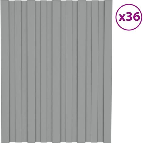 Vidaxl – Panneau de toiture 36 pcs gris 60 x 45 cm – Acier galvanisé 0,23 mm – Installation rapide pour structures temporaires