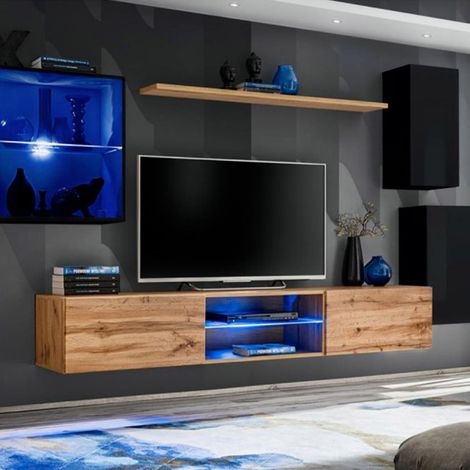 Ensemble Meuble TV "Switch XXIII" 250cm Noir & Naturel (1/2)