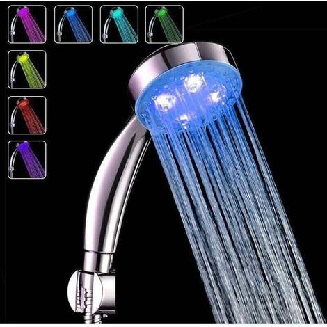 LED-Duschkopf mit Farbwechsel, 7-farbiger LED-Handduschkopf für das Badezimmer, wassersparender LED-Duschkopf mit Hochdruckfunktion (1/5)