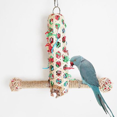 jouets Pour Perroquets, Jouets Pour Oiseaux En Bambou, Balanoire  Bascule, Fil De Papier, Paniers De Fruits Suspendus, Btons De Dentition, Balanoi (1/4)